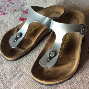 🐘 Birkenstock Silver Gizeh 37 🐘